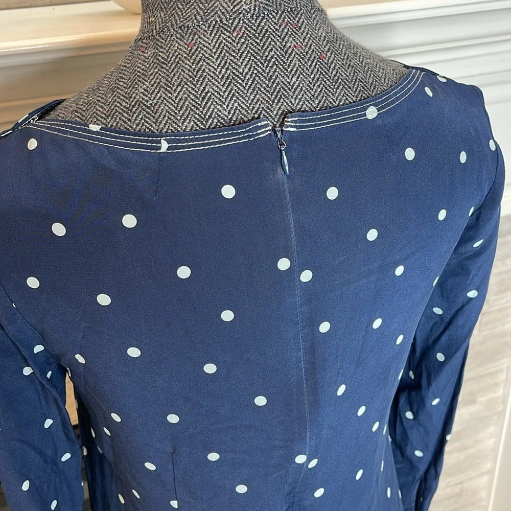 J. Crew Silk Shift Dress in Navy Polka Dot Size 4